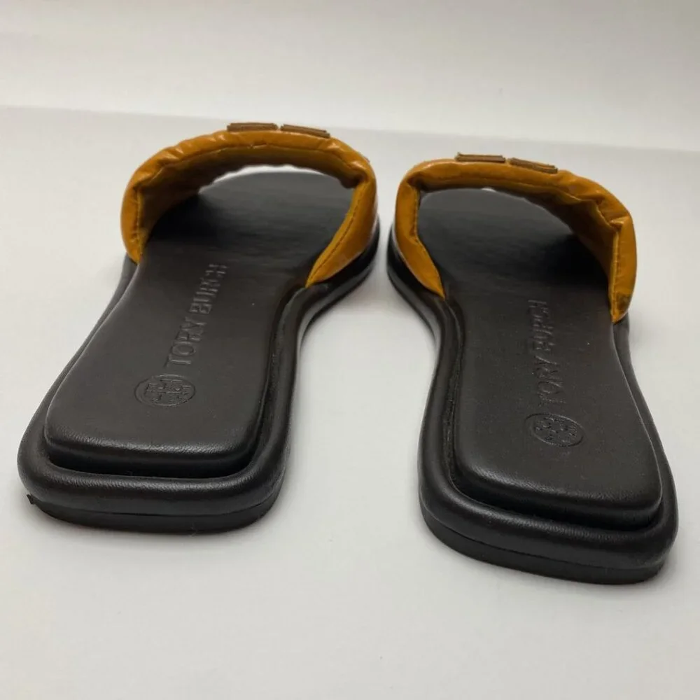 Tory Burch Slide Sandals Mustard Yellow Size 5.5